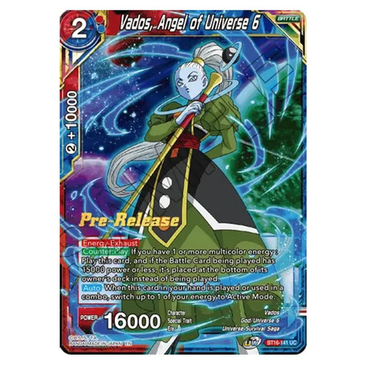 Dragon Ball Super - B16 - Realm Of The Gods - Pre-release - Vados, Angel of Universe 6 - BT16-141 (Foil)
