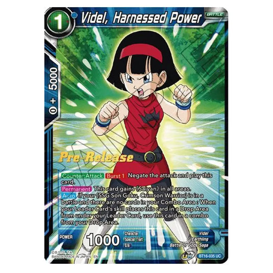 Dragon Ball Super - B16 - Realm Of The Gods - Pre-release - Videl, Harnessed Power - BT16-035 (Foil)