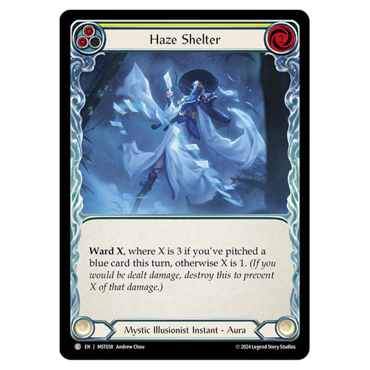 Haze Shelter card from the Flesh & Blood set Part the Mistveil MST038