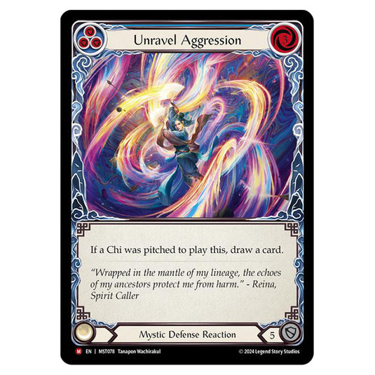 Unravel Aggression card from the Flesh & Blood set Part the Mistveil MST078-RF