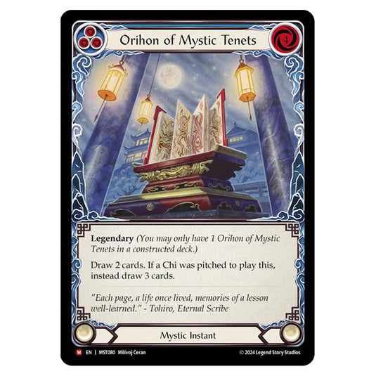 Orihon of Mystic Tenets card from the Flesh & Blood set Part the Mistveil MST080