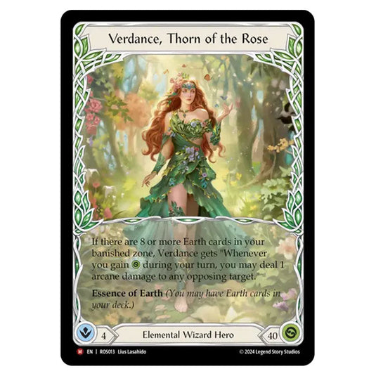 Verdance, Thorn of the Rose ROS013 card from the Flesh & Blood set Rosetta