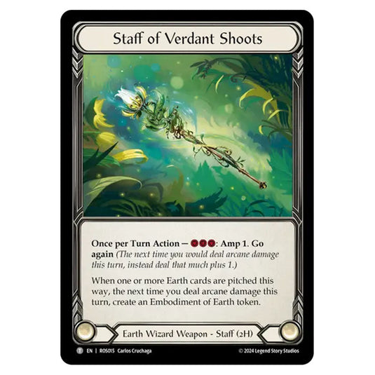 Staff of Verdant Shoots ROS015 card from the Flesh & Blood set Rosetta