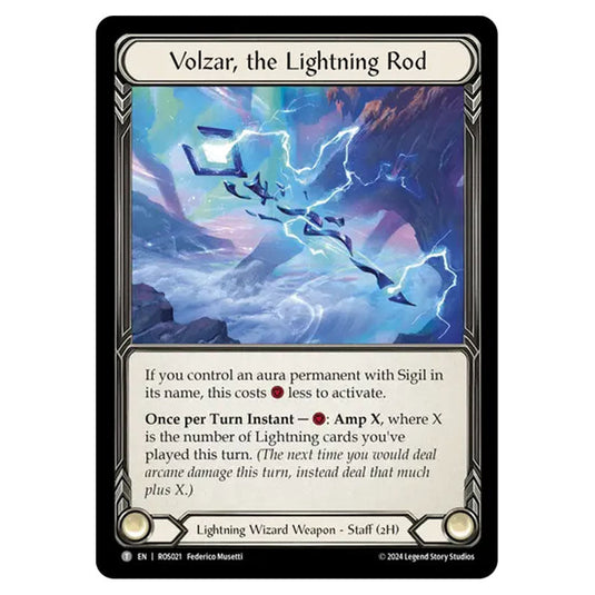 Volzar, the Lightning Rod ROS021 card from the Flesh & Blood set Rosetta