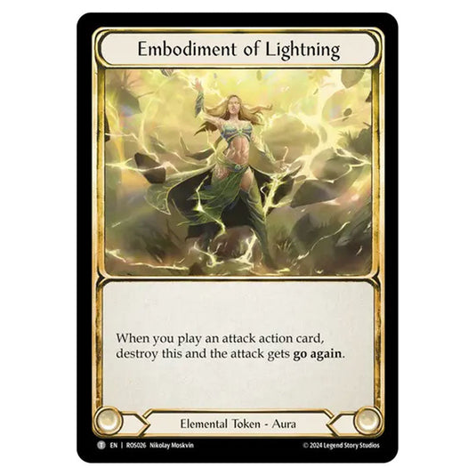 Embodiment of Lightning ROS026 card from the Flesh & Blood set Rosetta