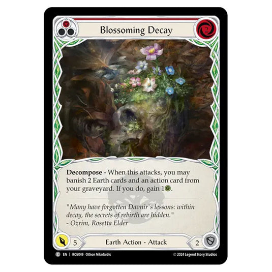 Blossoming Decay (Red) ROS049 card from the Flesh & Blood set Rosetta