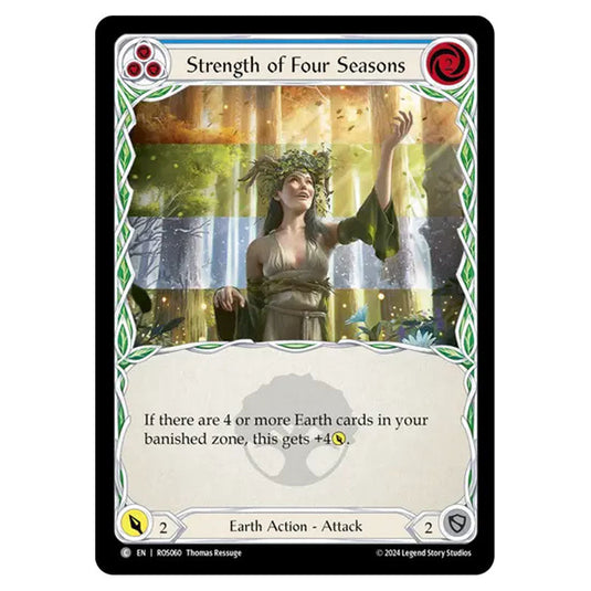 Strength of Four Seasons (Blue) ROS060 card from the Flesh & Blood set Rosetta