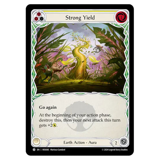 Strong Yield (Yellow) ROS065 card from the Flesh & Blood set Rosetta