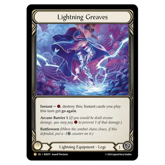 Lightning Greaves ROS071-CF card from the Flesh & Blood set Rosetta