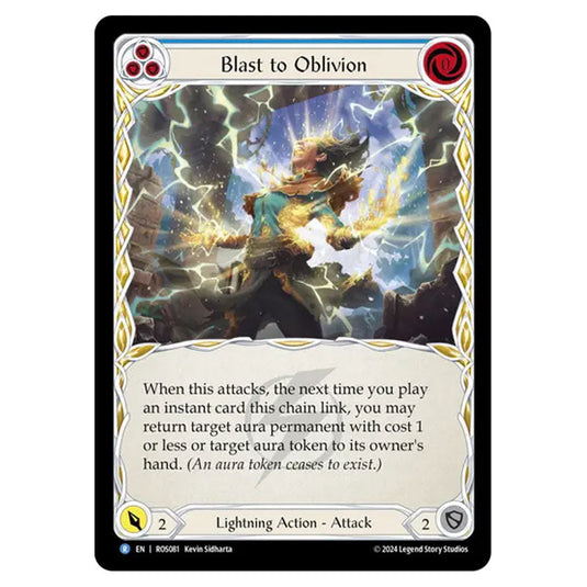 Blast to Oblivion (Blue) ROS081 card from the Flesh & Blood set Rosetta