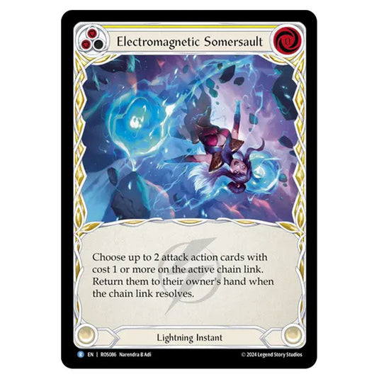 Electromagnetic Somersault (Yellow) ROS086 card from the Flesh & Blood set Rosetta