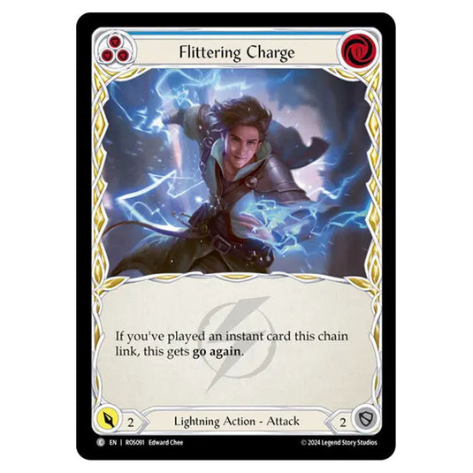 Flittering Charge (Blue) ROS091 card from the Flesh & Blood set Rosetta