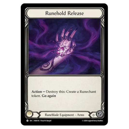 Runehold Release ROS116-CF card from the Flesh & Blood set Rosetta