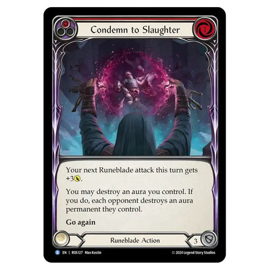 Condemn to Slaughter (Red) ROS127 card from the Flesh & Blood set Rosetta