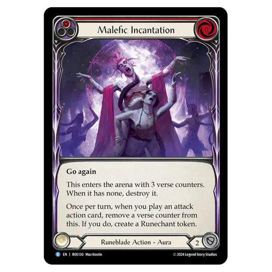 Malefic Incantation (Red) ROS130 card from the Flesh & Blood set Rosetta