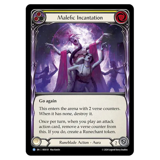 Malefic Incantation (Yellow) ROS131 card from the Flesh & Blood set Rosetta