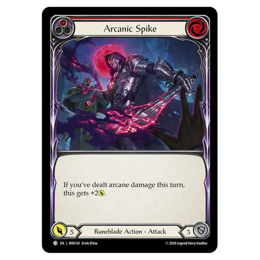 Arcanic Spike (Red) ROS134 card from the Flesh & Blood set Rosetta