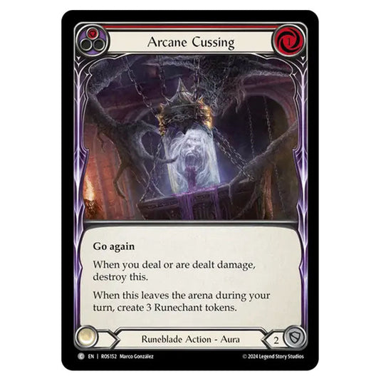 Arcane Cussing (Red) ROS152 card from the Flesh & Blood set Rosetta