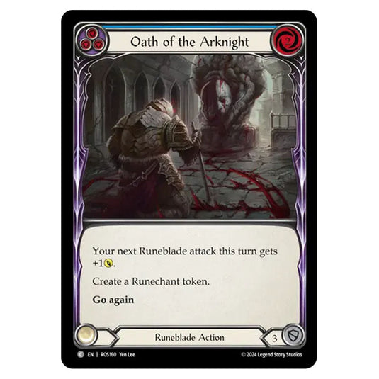 Oath of the Arknight (Blue) ROS160 card from the Flesh & Blood set Rosetta