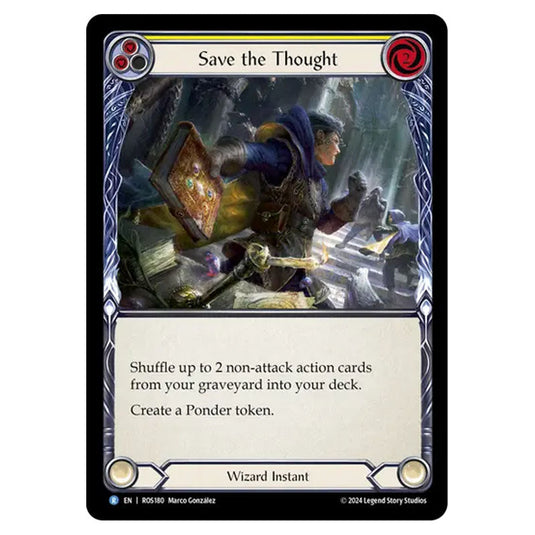 Save the Thought (Yellow) ROS180 card from the Flesh & Blood set Rosetta