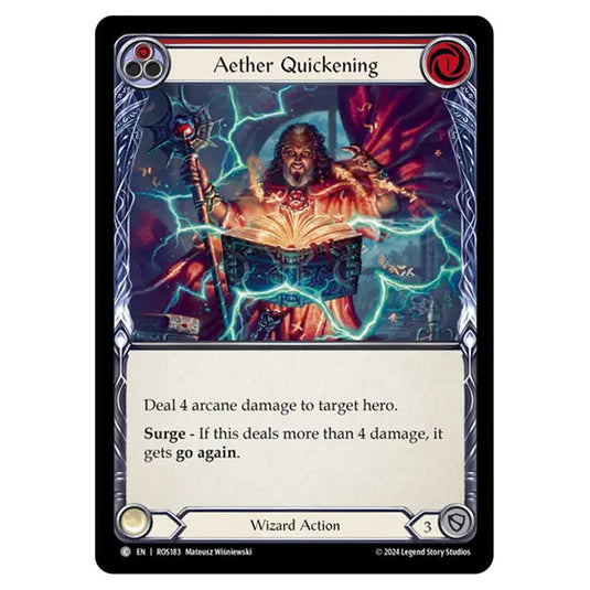 Aether Quickening (Red) ROS183 card from the Flesh & Blood set Rosetta