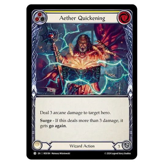 Aether Quickening (Yellow) ROS184 card from the Flesh & Blood set Rosetta