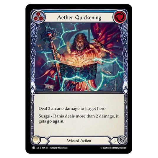 Aether Quickening (Blue) ROS185 card from the Flesh & Blood set Rosetta