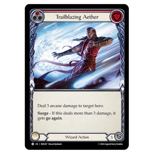 Trailblazing Aether (Red) ROS207 card from the Flesh & Blood set Rosetta