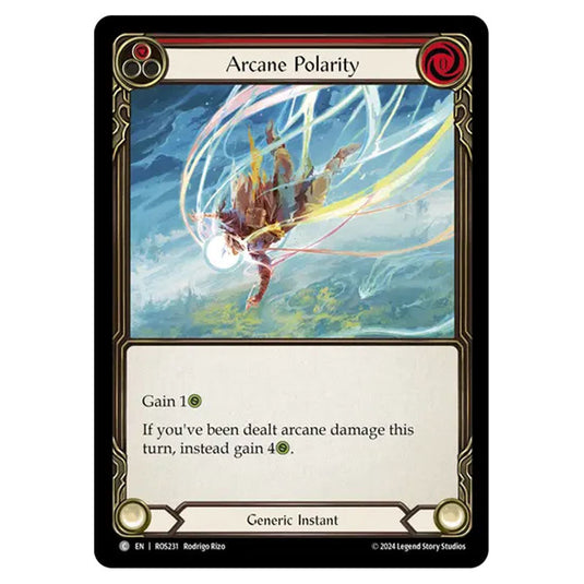 Arcane Polarity (Red) ROS231 card from the Flesh & Blood set Rosetta