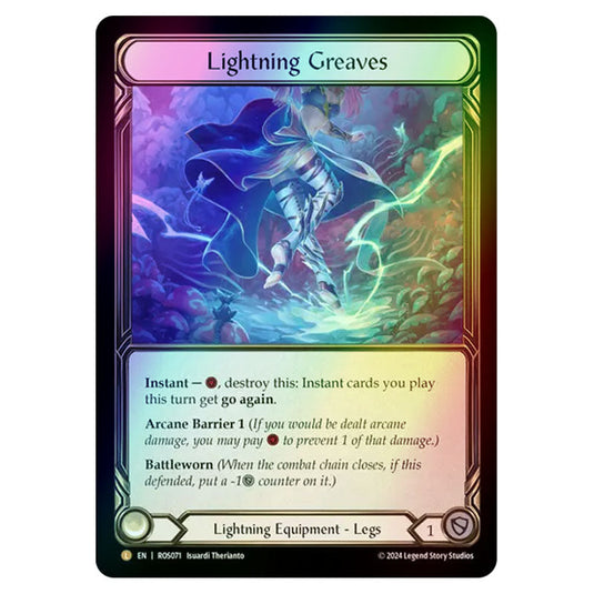 Lightning Greaves ROS071-RF card from the Flesh & Blood set Rosetta