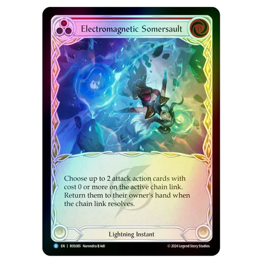 Electromagnetic Somersault (Red) ROS085-RF card from the Flesh & Blood set Rosetta