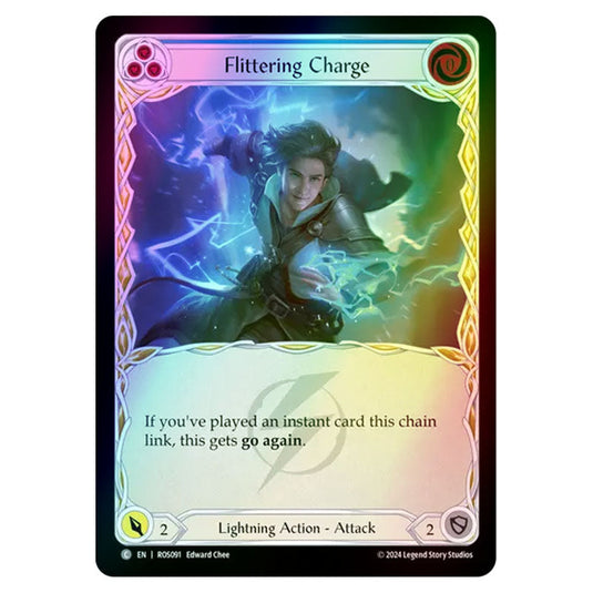 Flittering Charge (Blue) ROS091-RF card from the Flesh & Blood set Rosetta