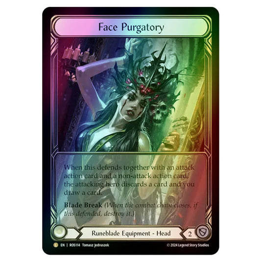 Face Purgatory (Extended Art) ROS114A-RF card from the Flesh & Blood set Rosetta