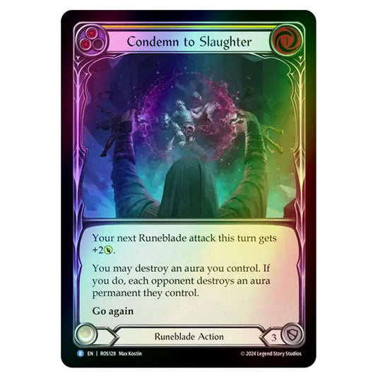 Condemn to Slaughter (Yellow) ROS128-RF card from the Flesh & Blood set Rosetta