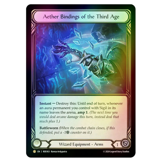 Aether Bindings of the Third Age ROS163-RF card from the Flesh & Blood set Rosetta