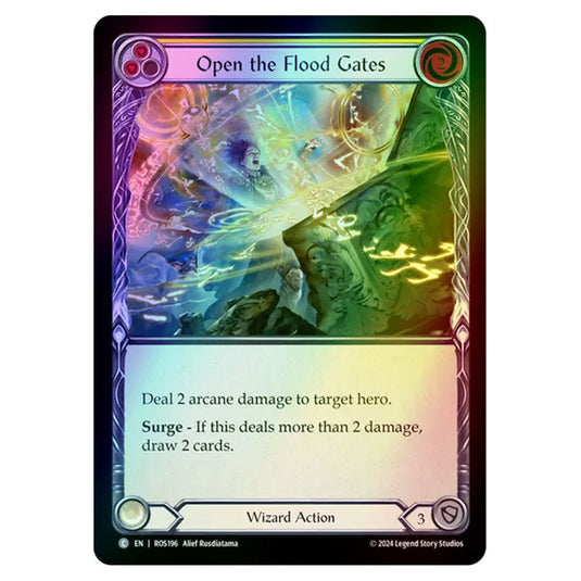 Open the Flood Gates (Yellow) ROS196-RF card from the Flesh & Blood set Rosetta