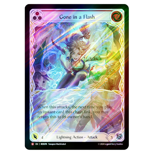 Gone in a Flash (Extended Art) ROS076A-RF card from the Flesh & Blood set Rosetta