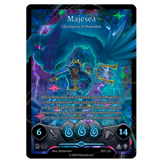 Elestrals TCG - Divine Champions - Firestorm - Majesea - Champion of Poseidon - Box Topper