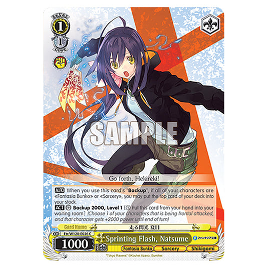 Sprinting Flash, Natsume Ftr/W120-E026 card from the Weiss Schwarz set Fujimi Fantasia Bunko Vol.2