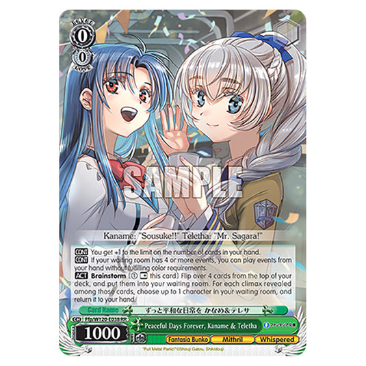 Peaceful Days Forever, Kaname & Teletha Ffp/W120-E038 card from the Weiss Schwarz set Fujimi Fantasia Bunko Vol.2