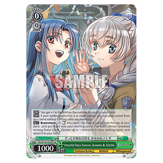 Peaceful Days Forever, Kaname & Teletha Ffp/W120-E038S card from the Weiss Schwarz set Fujimi Fantasia Bunko Vol.2