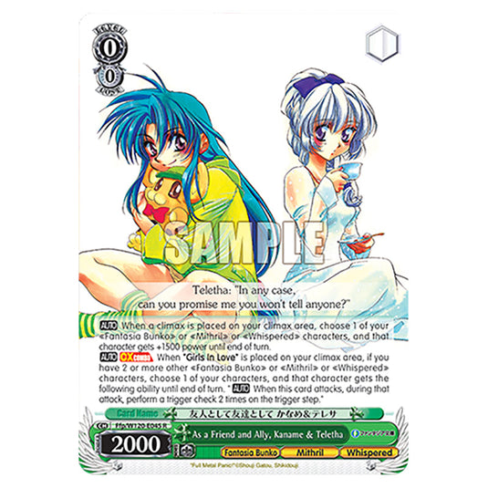 As a Friend and Ally, Kaname & Teletha Ffp/W120-E045 card from the Weiss Schwarz set Fujimi Fantasia Bunko Vol.2