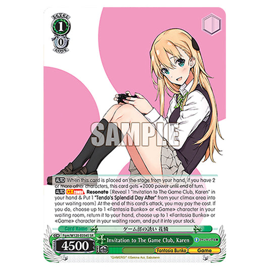 Invitation to The Game Club, Karen Fgm/W120-E054S card from the Weiss Schwarz set Fujimi Fantasia Bunko Vol.2