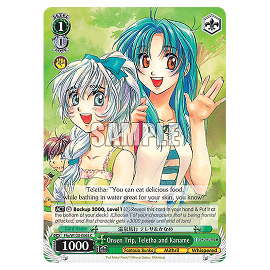 Onsen Trip, Teletha and Kaname Ffp/W120-E065 card from the Weiss Schwarz set Fujimi Fantasia Bunko Vol.2
