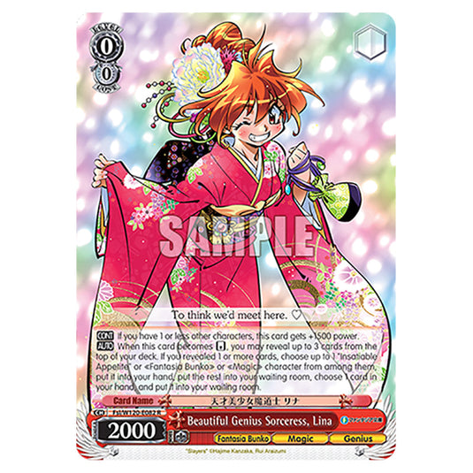 Beautiful Genius Sorceress, Lina Fsl/W120-E082 card from the Weiss Schwarz set Fujimi Fantasia Bunko Vol.2