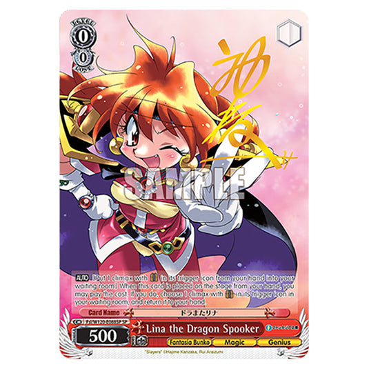 Lina the Dragon Spooker Fsl/W120-E088SP card from the Weiss Schwarz set Fujimi Fantasia Bunko Vol.2