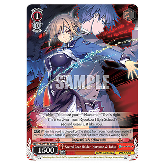 Sacred Gear Holder, Natsume & Tobio Fdd/W120-E099 card from the Weiss Schwarz set Fujimi Fantasia Bunko Vol.2