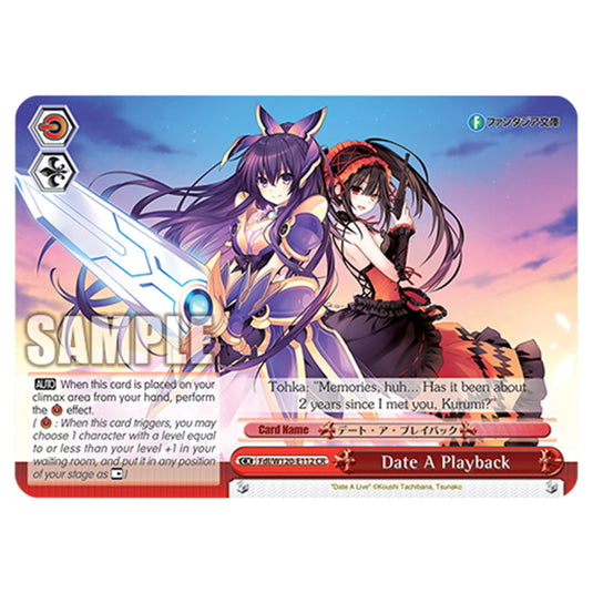 Date A Playback Fdl/W120-E112 card from the Weiss Schwarz set Fujimi Fantasia Bunko Vol.2