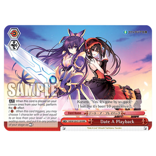 Date A Playback Fdl/W120-E112R card from the Weiss Schwarz set Fujimi Fantasia Bunko Vol.2