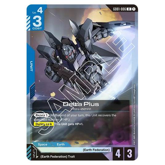 Delta Plus GD01-006 card from the Gundam Card Game set Newtype Rising